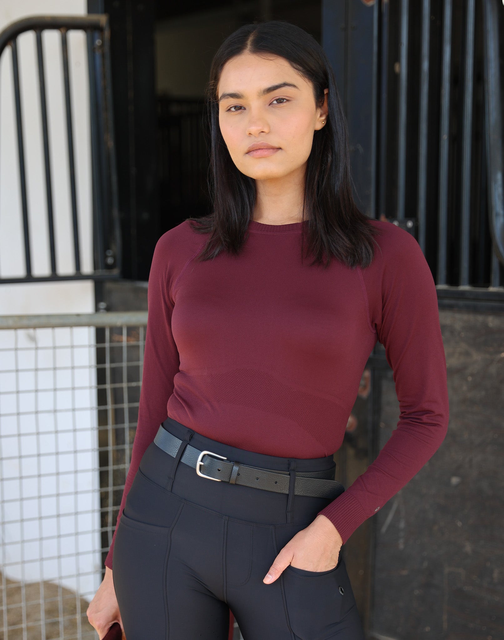 Ela Seamless Long Sleeve - Burgundy